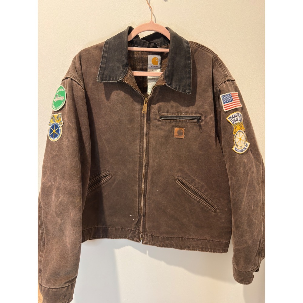 Vintage Carhartt J97 CHT Patched Chestnut Brown Detroit Jacket